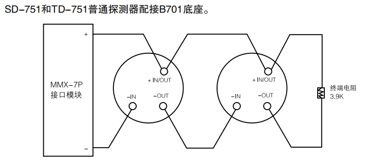 JTW-BCD-TD751普通非编址感温甘肃探测器接线图